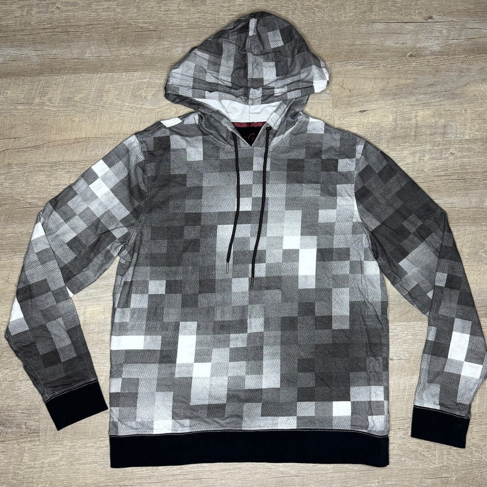 Robert Graham Consaul Black Gray Pixel Monochrome Pullover Hoodie Size Large